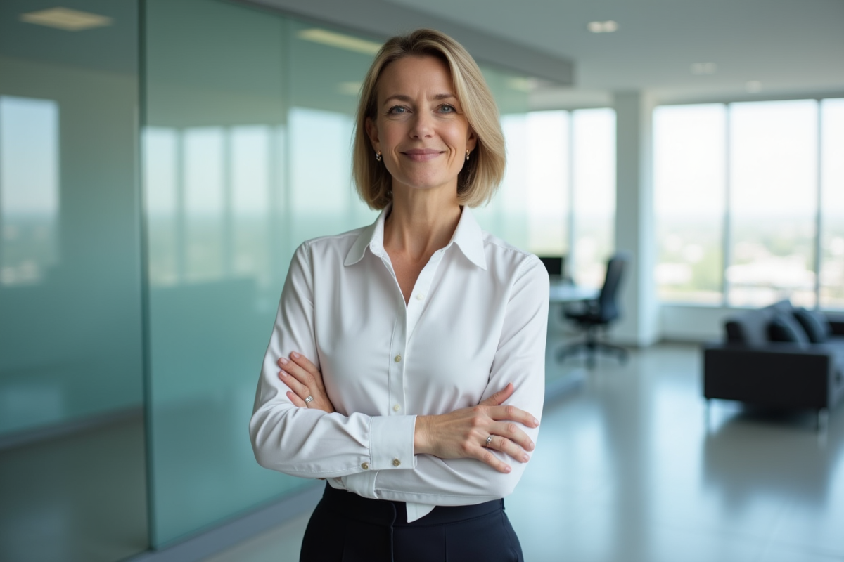 Femme d age confiante dans un bureau moderne